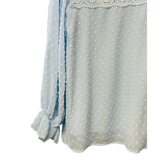 Swiss Dot Hollowed Out Ruffle Sleeve Blouse – Size Medium - Picture 5 of 8